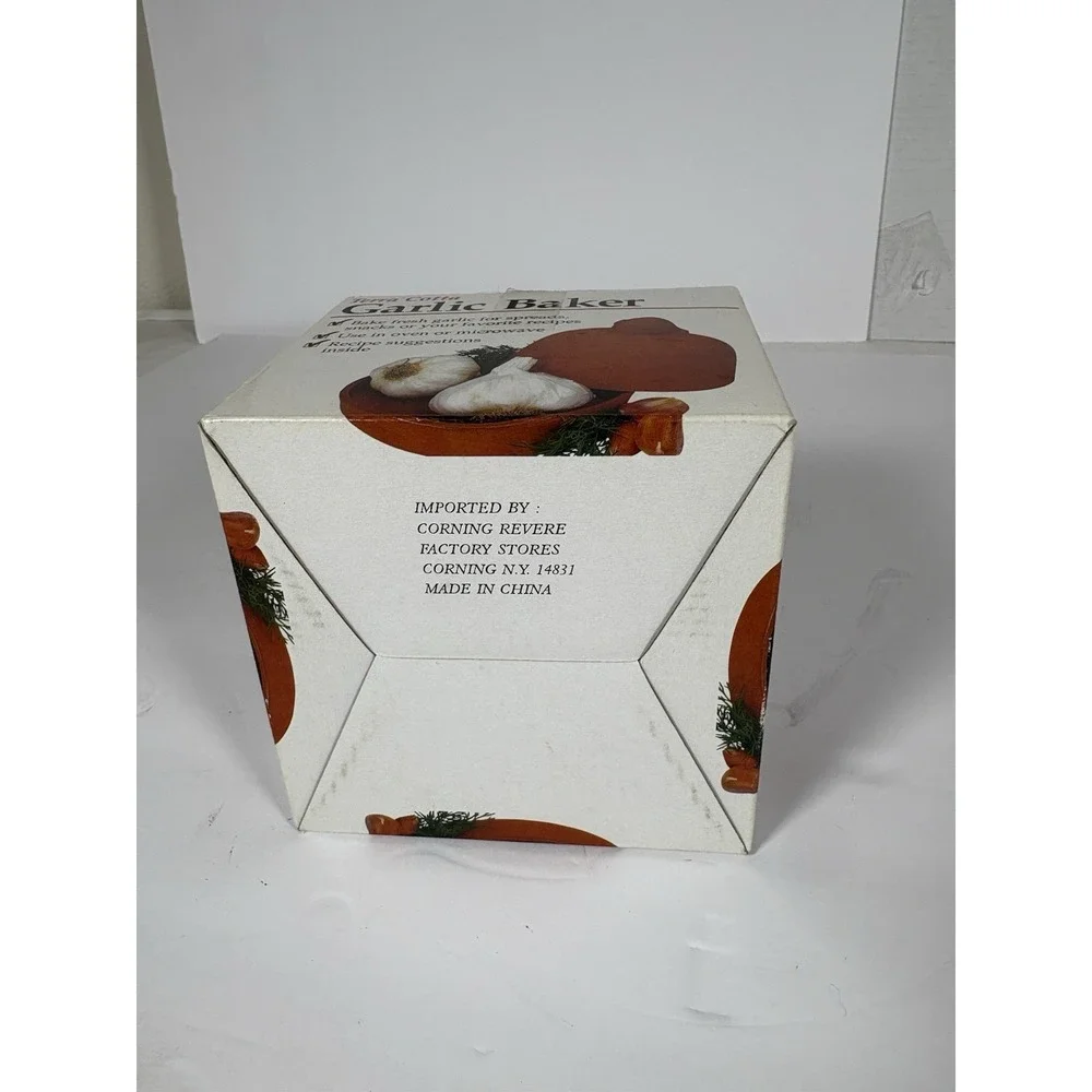 Terra Cotta Garlic Baker Roaster Oven With Lid Dish Small